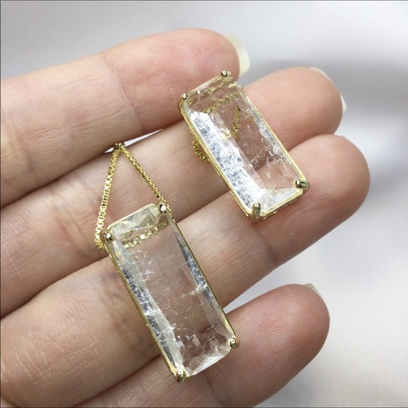 Brazilian Clear Crystal  Necklace 18k Gold Filled - Picture 2 of 4